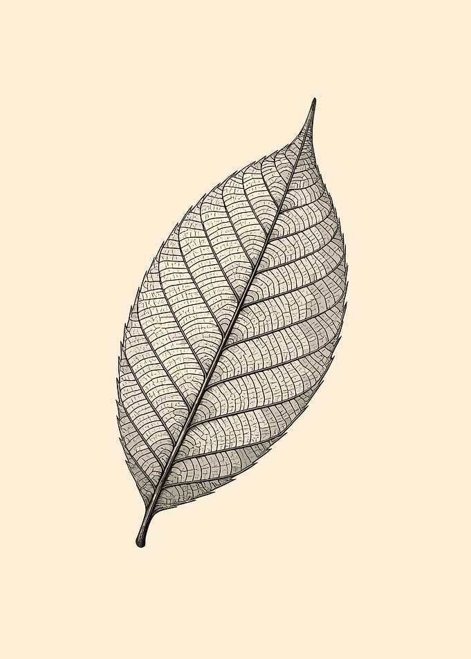 Detailed Leaf Skeleton Illustration