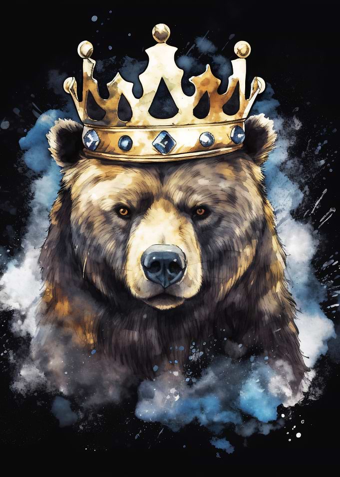 Bear King Crown Watercolor