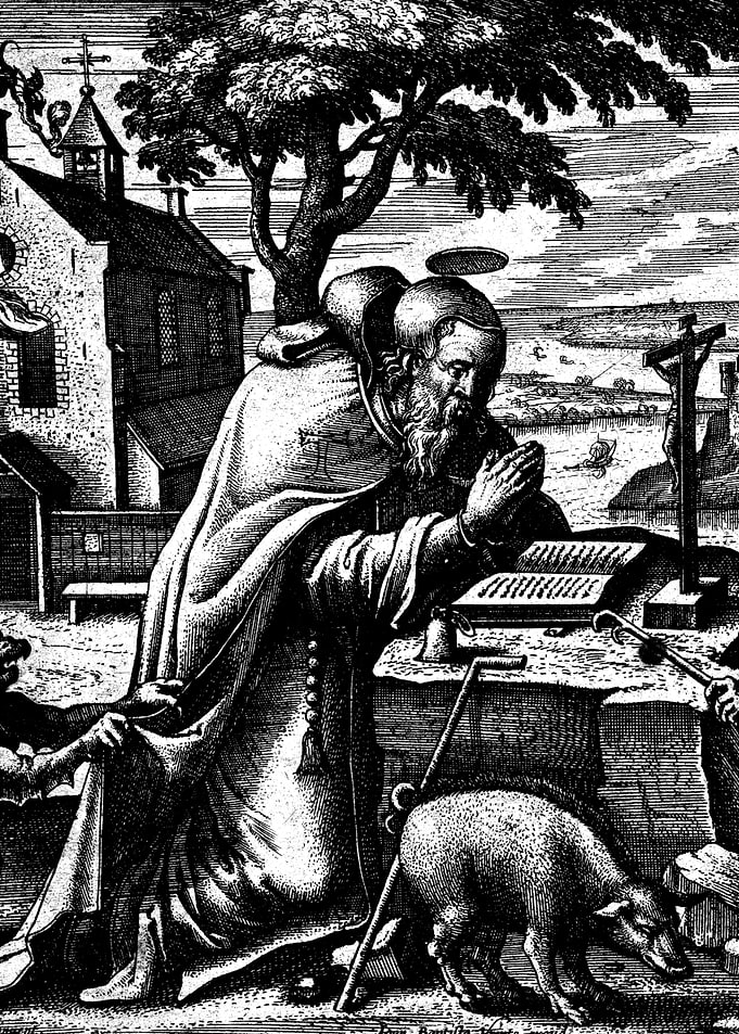 The Temptation of Saint Anthony by Pieter van der Borcht Christian Saint Engraving
