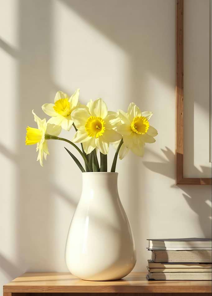 Daffodils in a White Vase