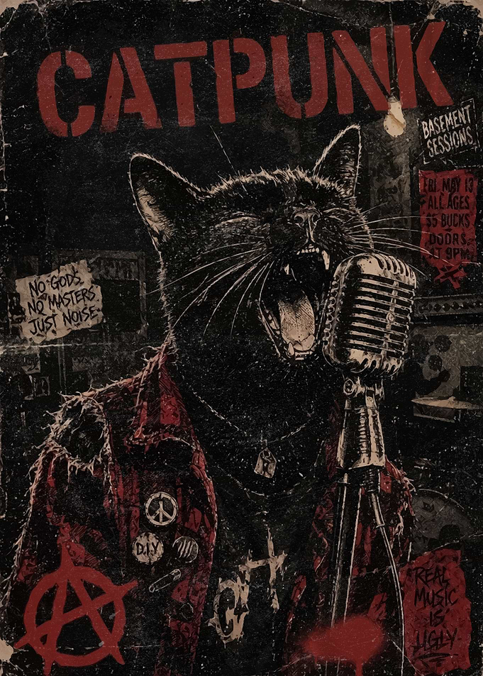 Catpunk Rocker - Vintage Punk Cat