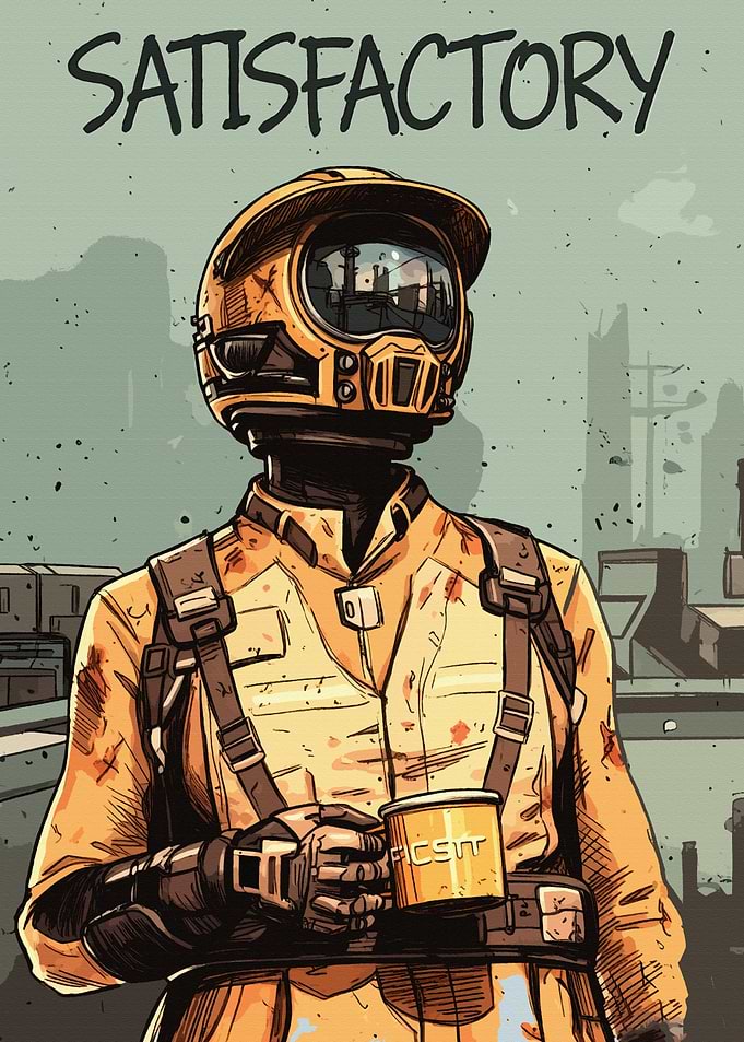 Satisfactory Game Character with Coffee