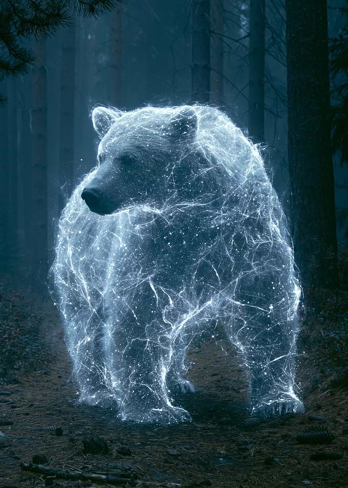 Spirit Bear in Misty Forest