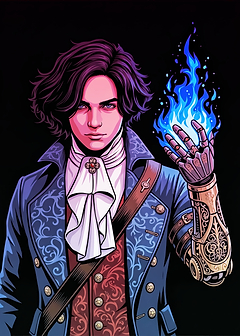 Steampunk Mage with Blue Fire