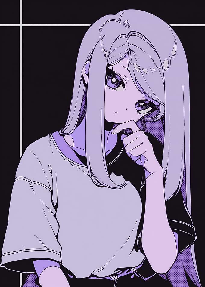 Anime Girl with Long Purple Hair