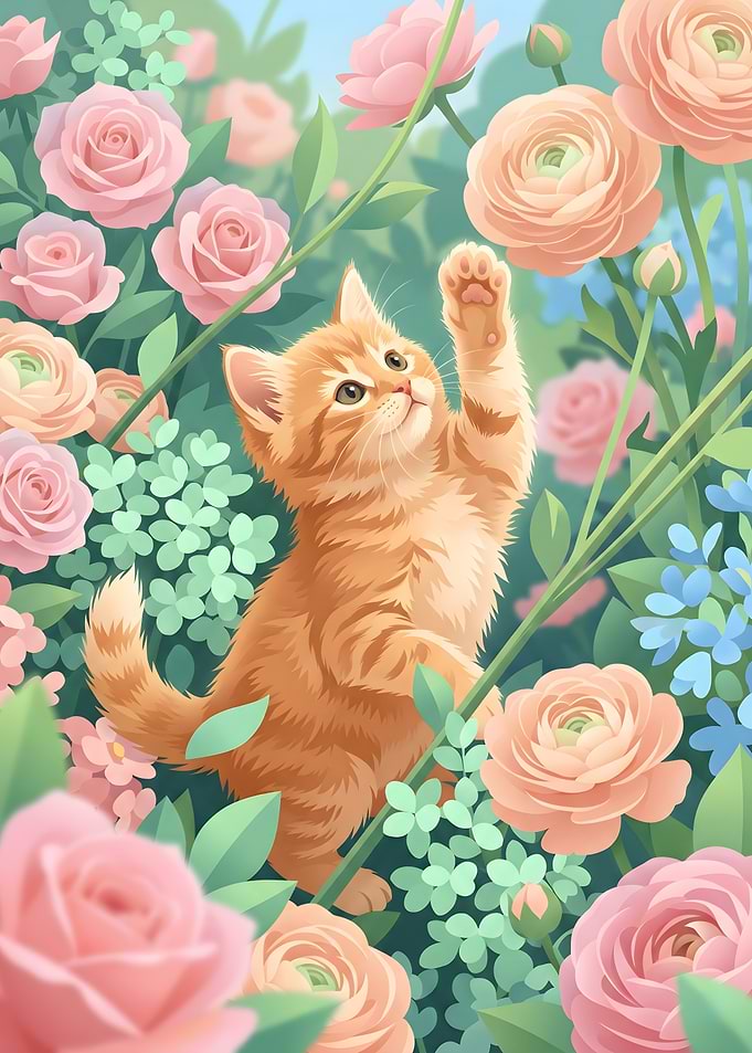 Little Explorer Ginger Kitten in the Roses