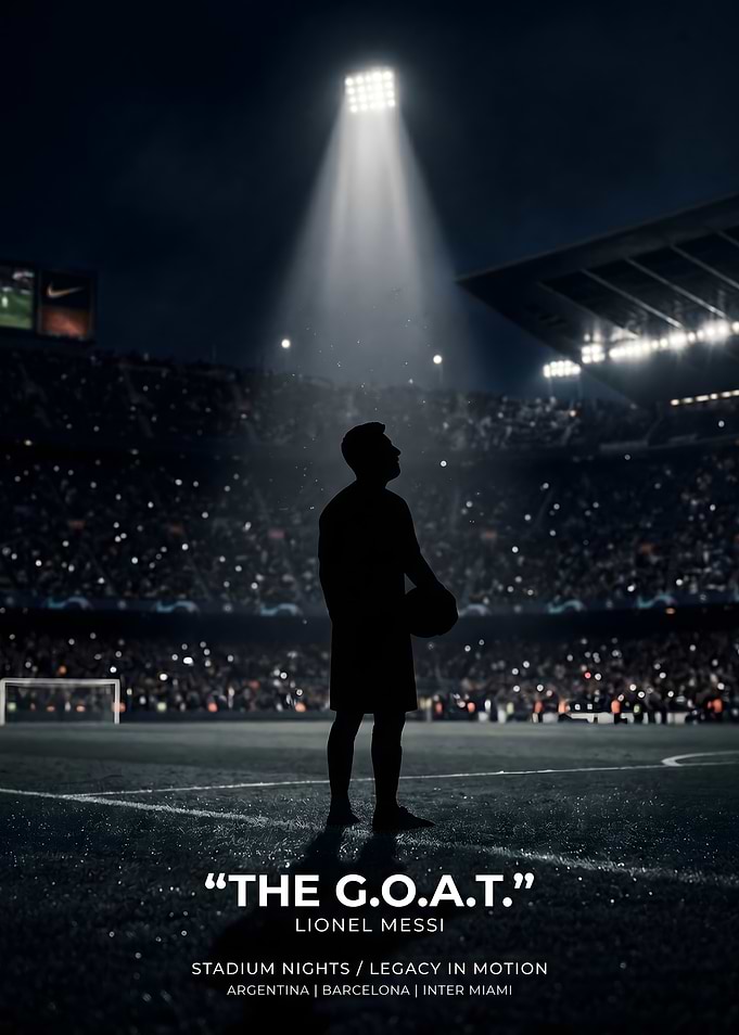 Lionel Messi 'The GOAT' Silhouette