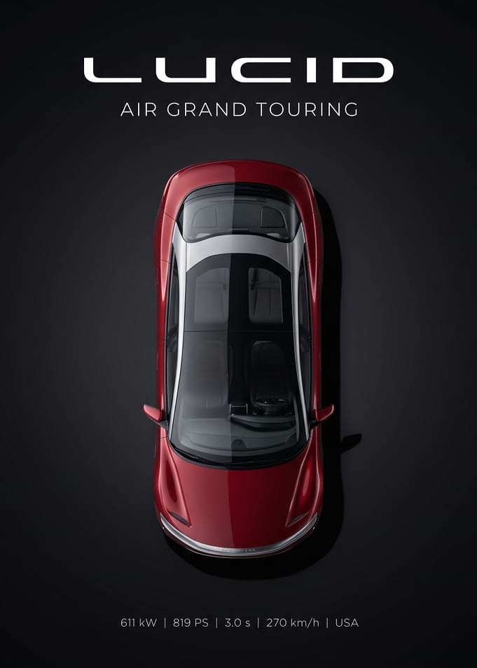 Lucid Air Grand Touring Overhead View