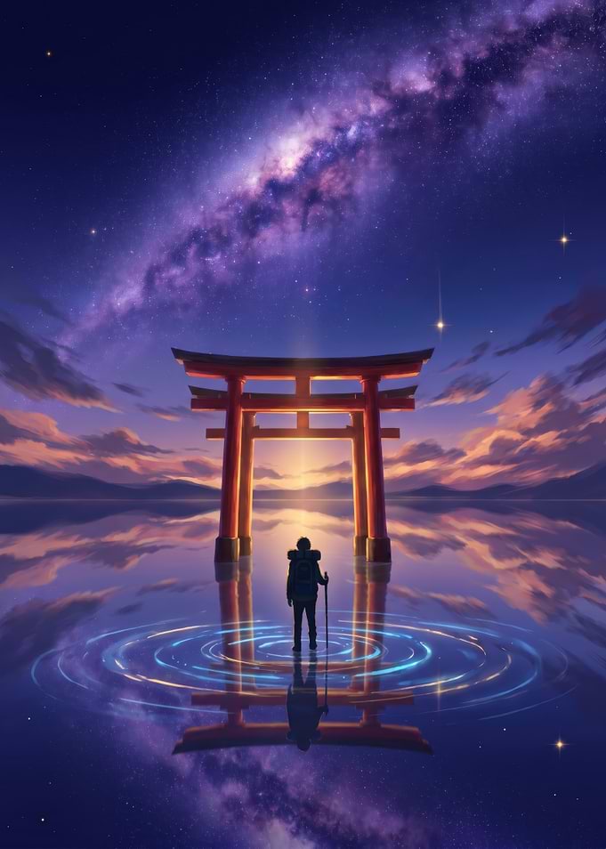 Torii Gate Under the Milky Way