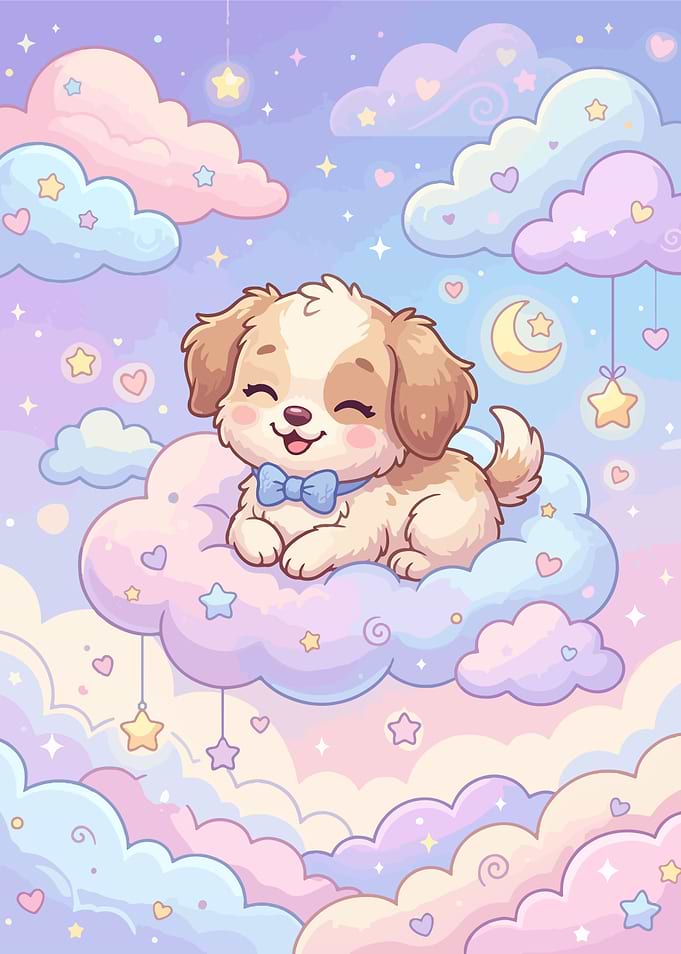 Cute Puppy on a Cloud