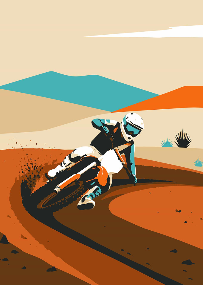Motocross Rider in Desert Landscape