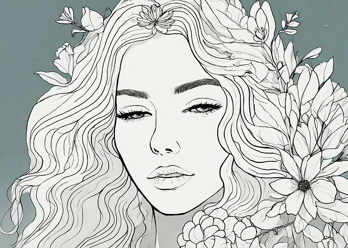 Woman with Flowers in Hair