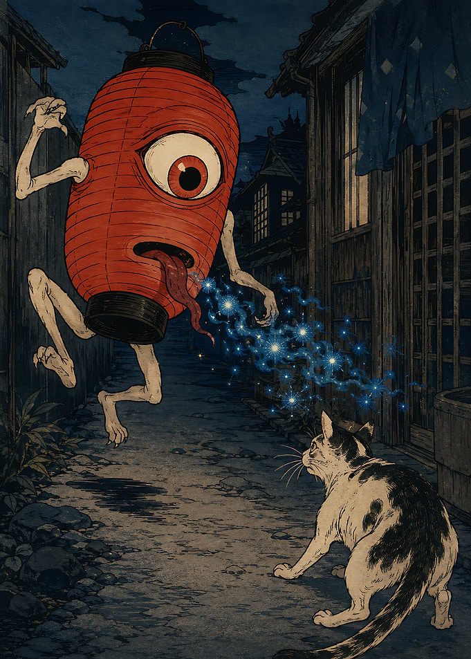 Chochin-obake Alleyway Prankster Yokai - Vintage Japanese Ukiyo-e