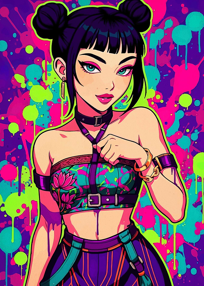 Anime Girl with Pink Lotus Top