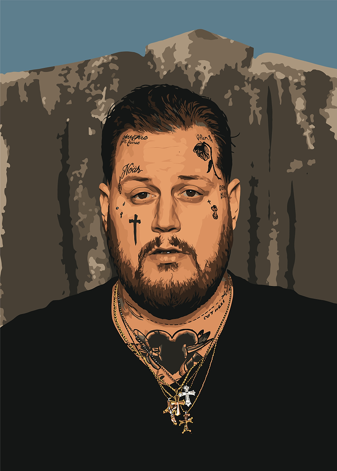 Pixelated Portrait of a Man with Tattoos