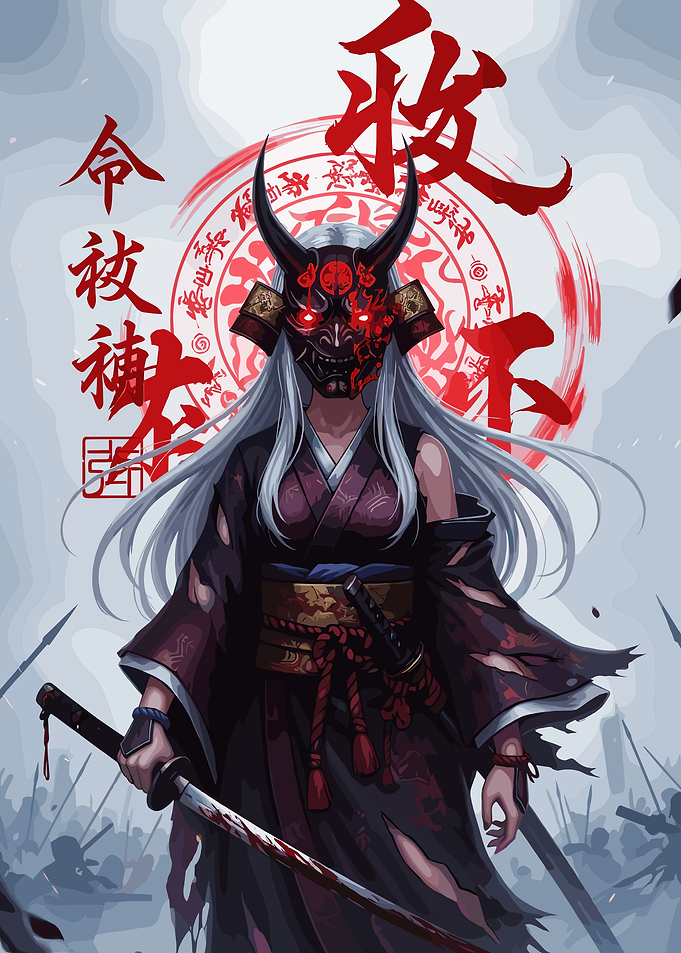 Oni Masked Warrior with Katana