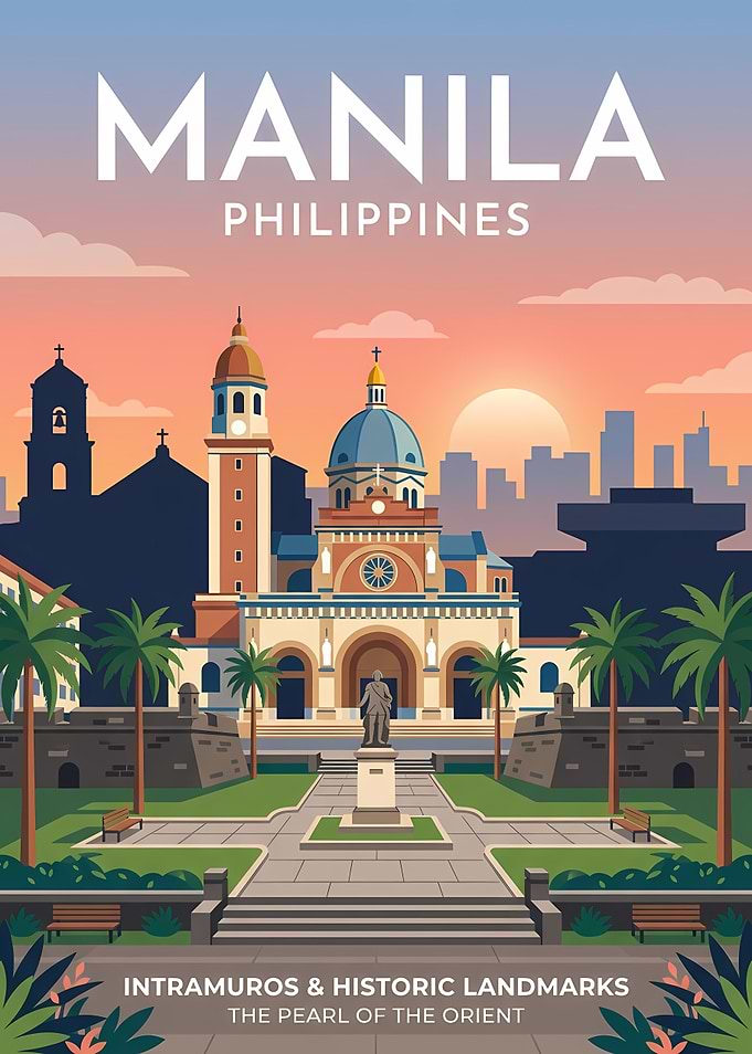 Manila Philippines Vintage Poster