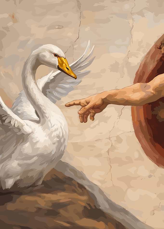 The Creation of Adam with a Swan