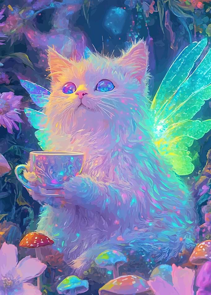 Fairy Cat with Magical Tea