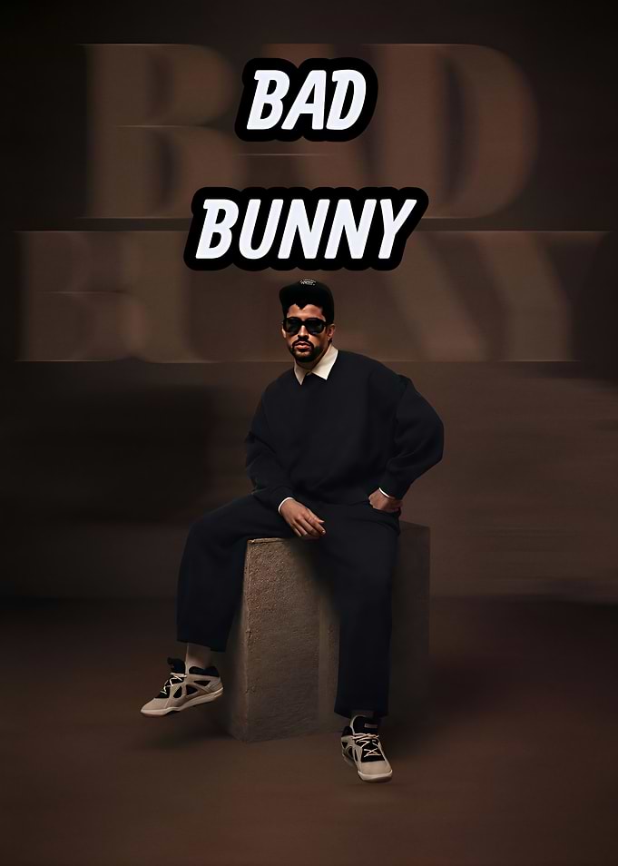 Bad Bunny Sitting on Cube