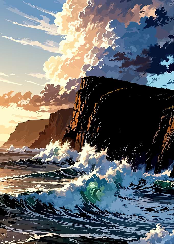 Dramatic Ocean Cliffs at Sunset
