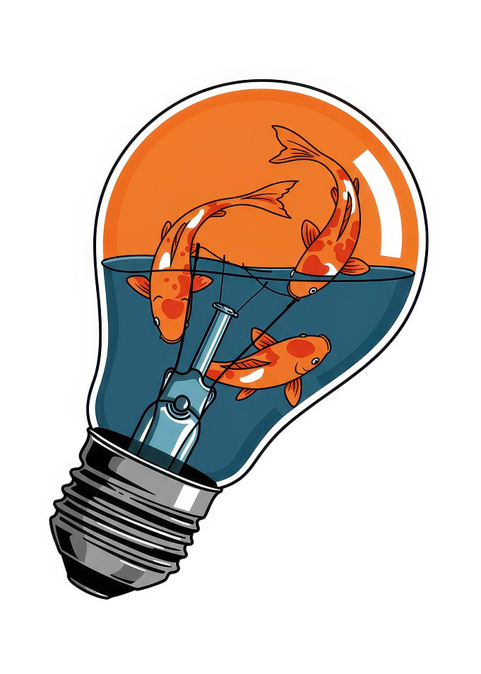 Koi fish in a light bulb
