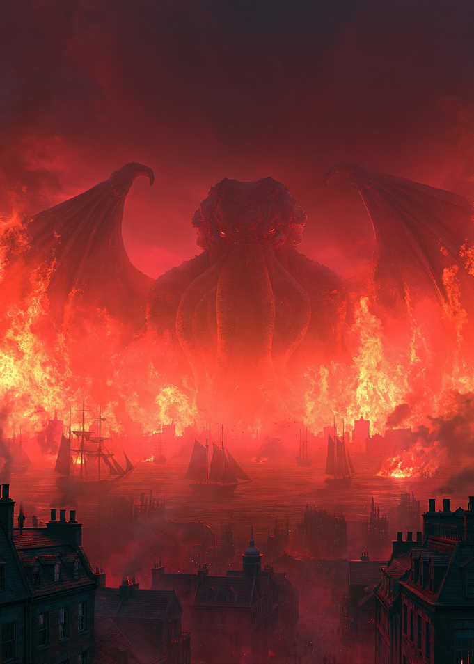 Cthulhu Rises Amidst Burning City