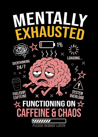 Mentally Exhausted Brain Fueled by Caffeine