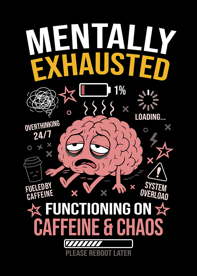 Mentally Exhausted Brain Fueled by Caffeine