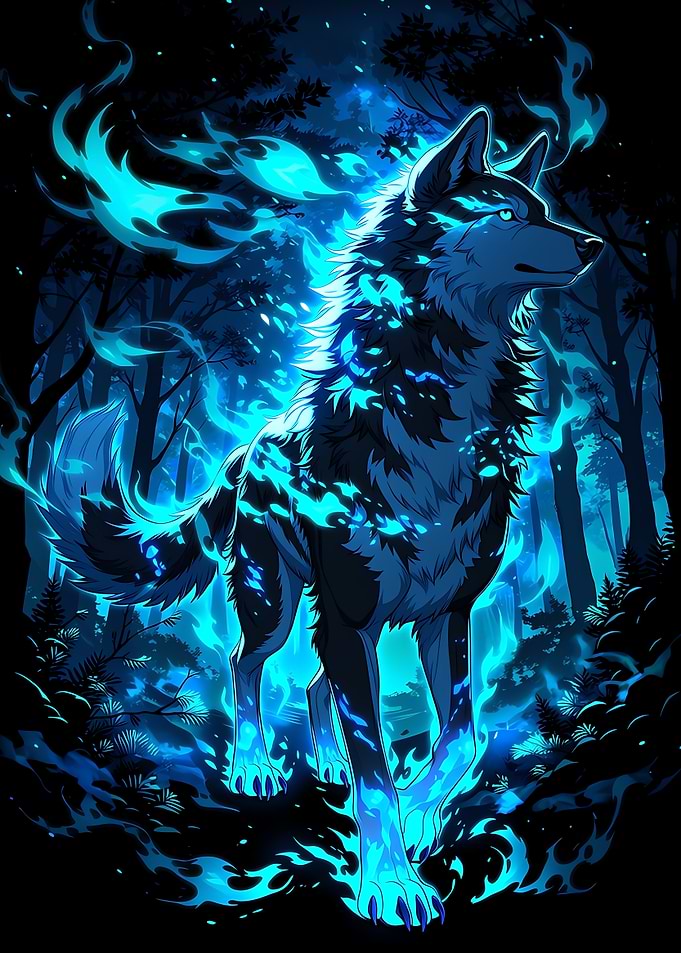 Azure Ember Wolf