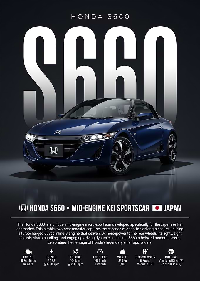 Honda S660 Mid-Engine Kei Sportscar