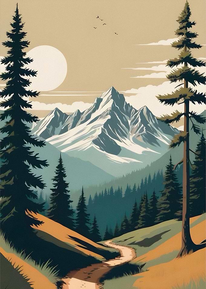 Mountain Landscape with Winding Path
