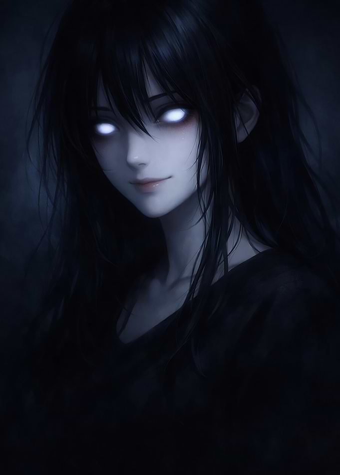 Ethereal Anime Girl with Glowing Eyes