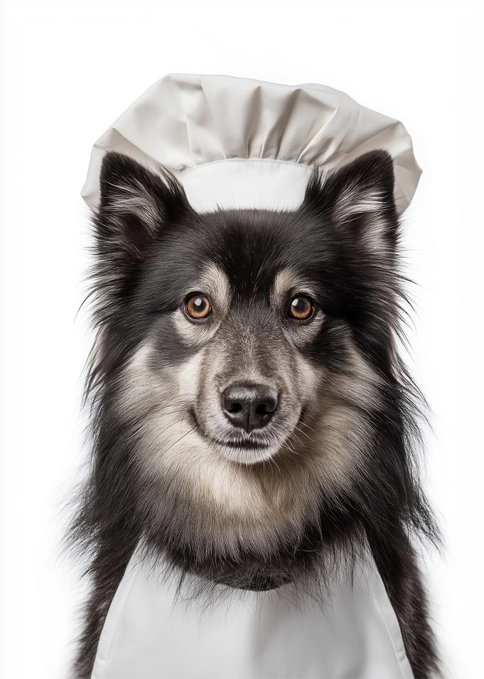 Finnish Lapphund Dog Chef in Uniform