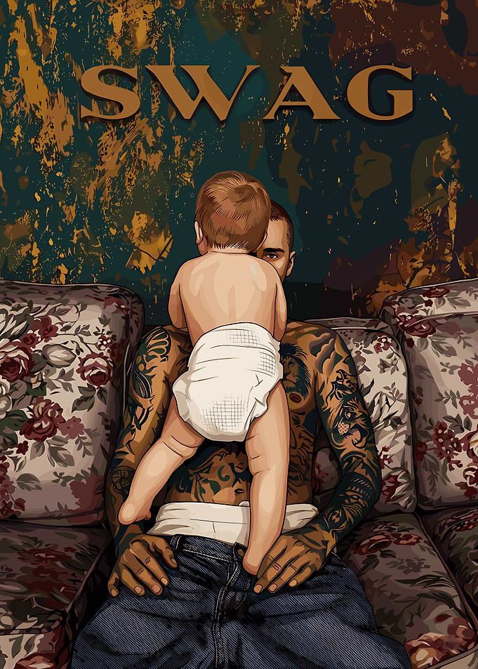 Father and Child with 'SWAG' Text