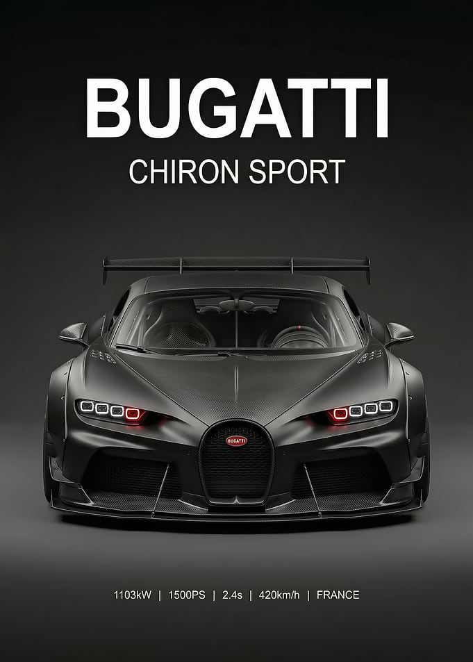 angry black Bugatti Chiron Sport poster