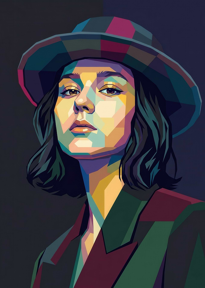 Woman in Hat and Jacket, Pop Art Style