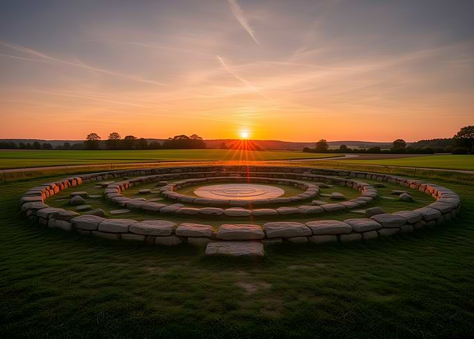 Stone Labyrinth at Sunset