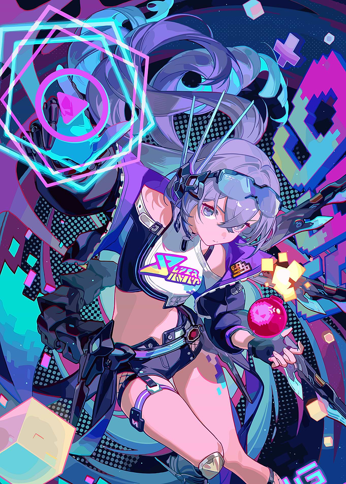 Cyberpunk Anime Girl with Glowing Orb