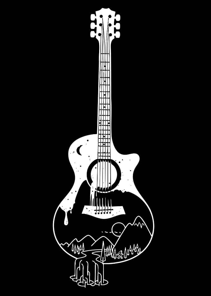 Guitar with Nature Scene