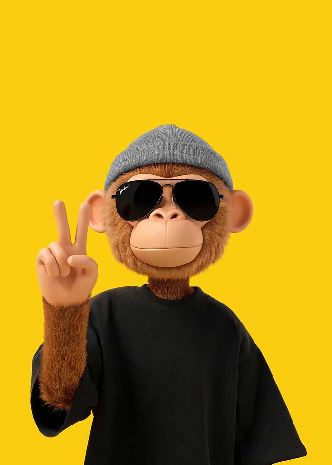Cool Monkey with Sunglasses and Beanie
