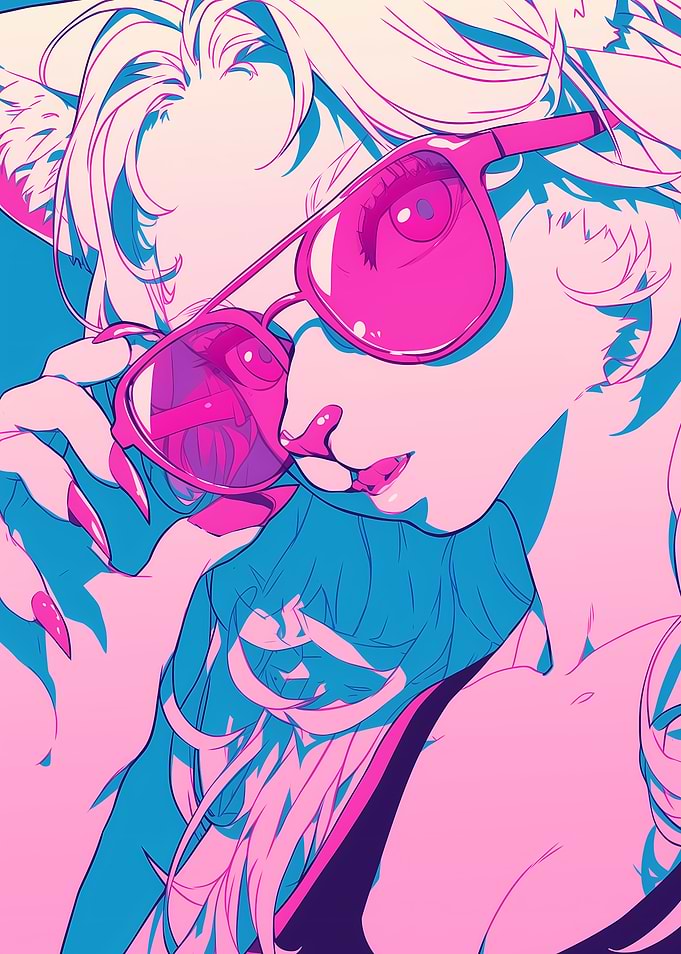 Anime Girl with Pink Sunglasses