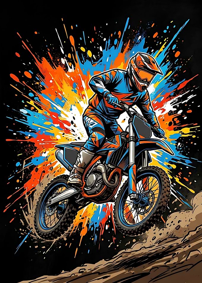 Motocross Rider Poster Dirt Bike Wall Art