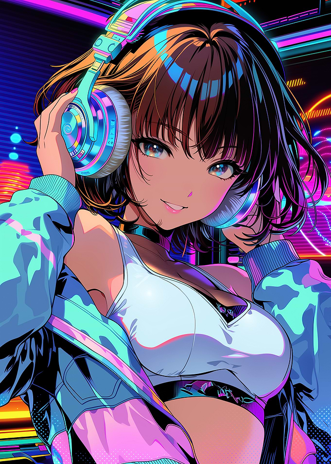 DJ Girl with Headphones