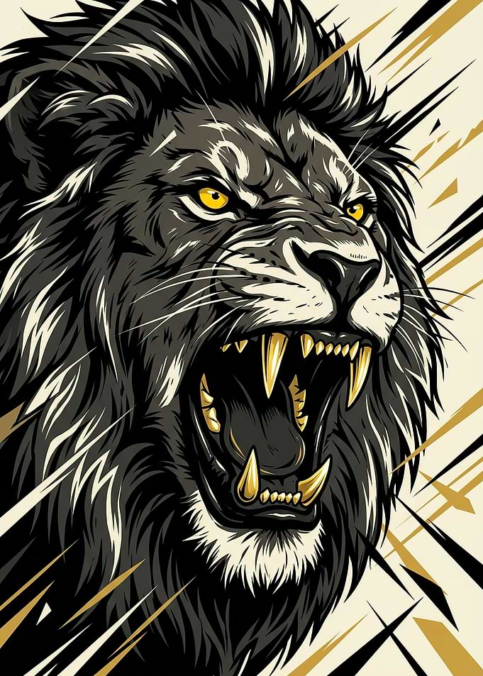 Roaring Lion Head Illustration