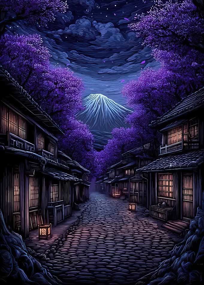 Enchanting Japanese Village at Night