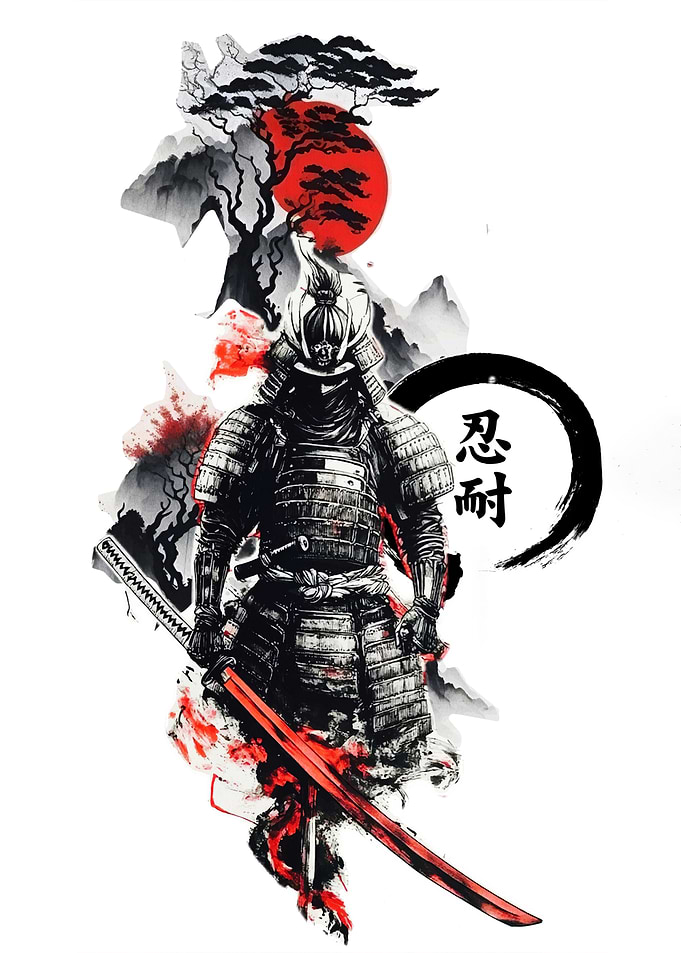 Samurai Warrior with Red Katana