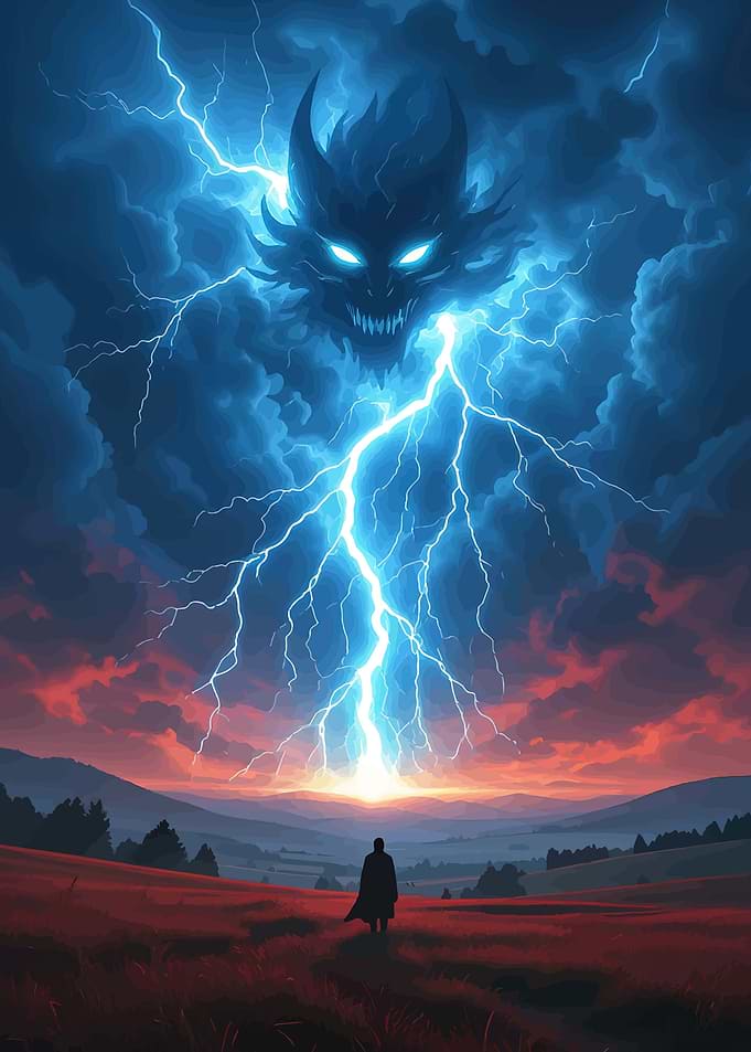 Dragon Storm Over Landscape