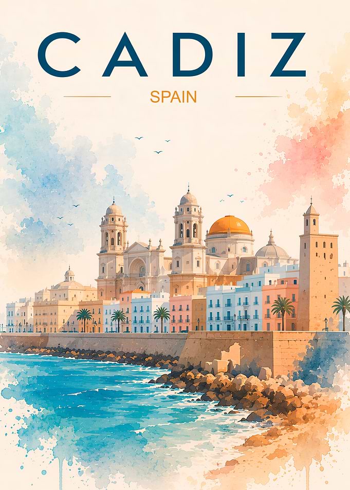 Cadiz Spain Watercolor Poster