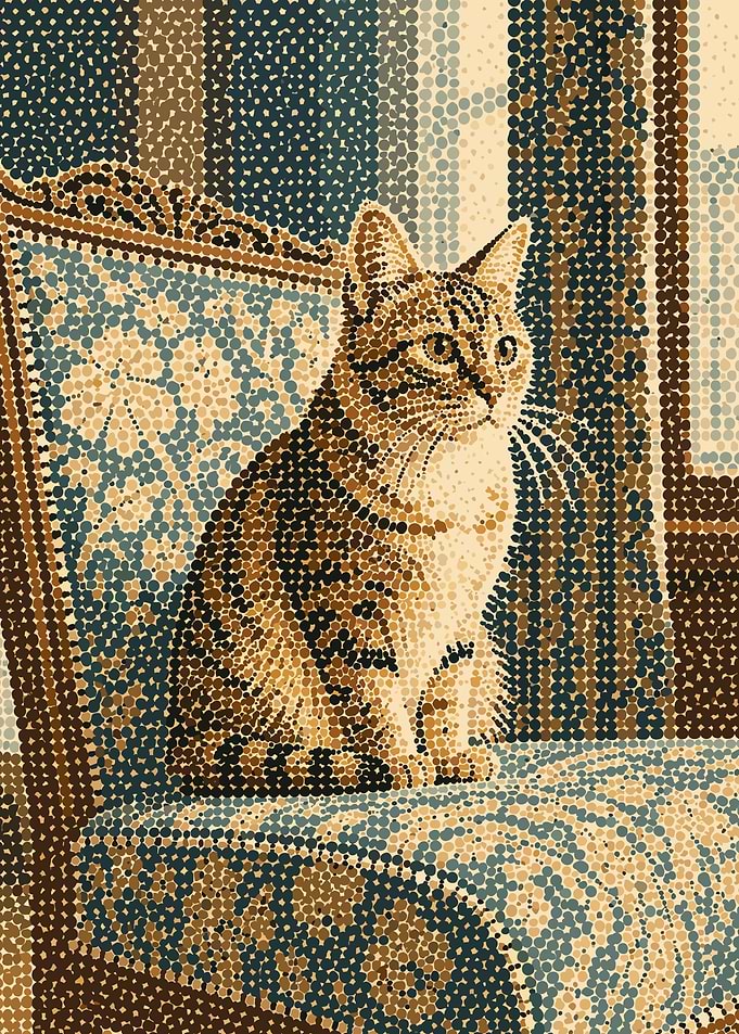 Cat Sitting on a Patterned Chair